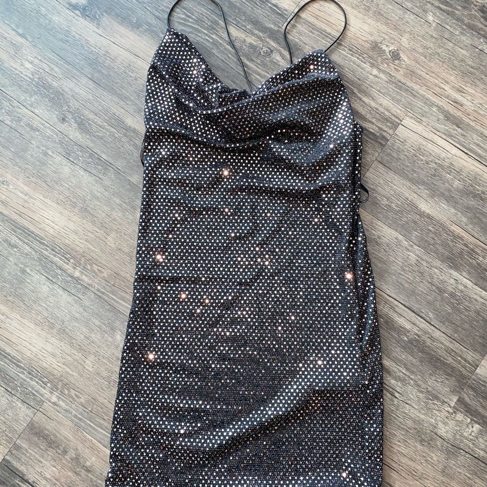Forever 21 black and gold sequence dress